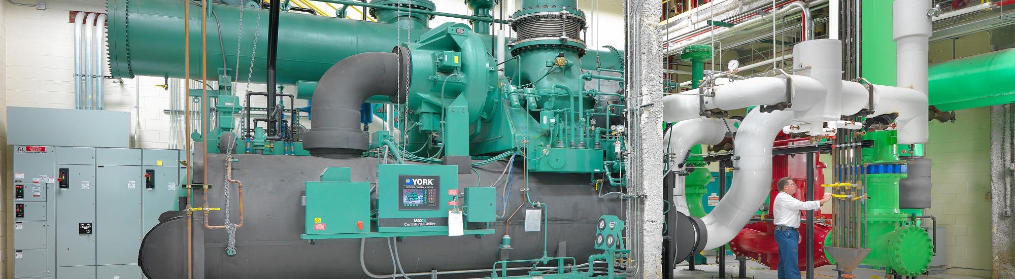 Large HVAC System featuring different colored piping