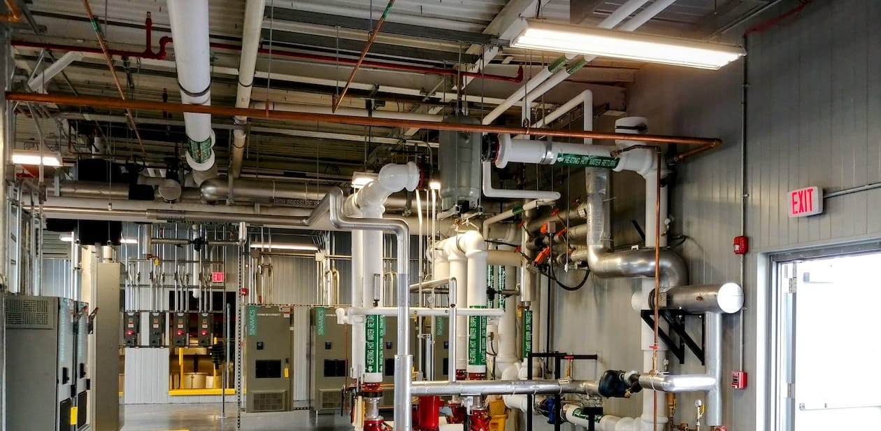 Piping system seen in warehouse